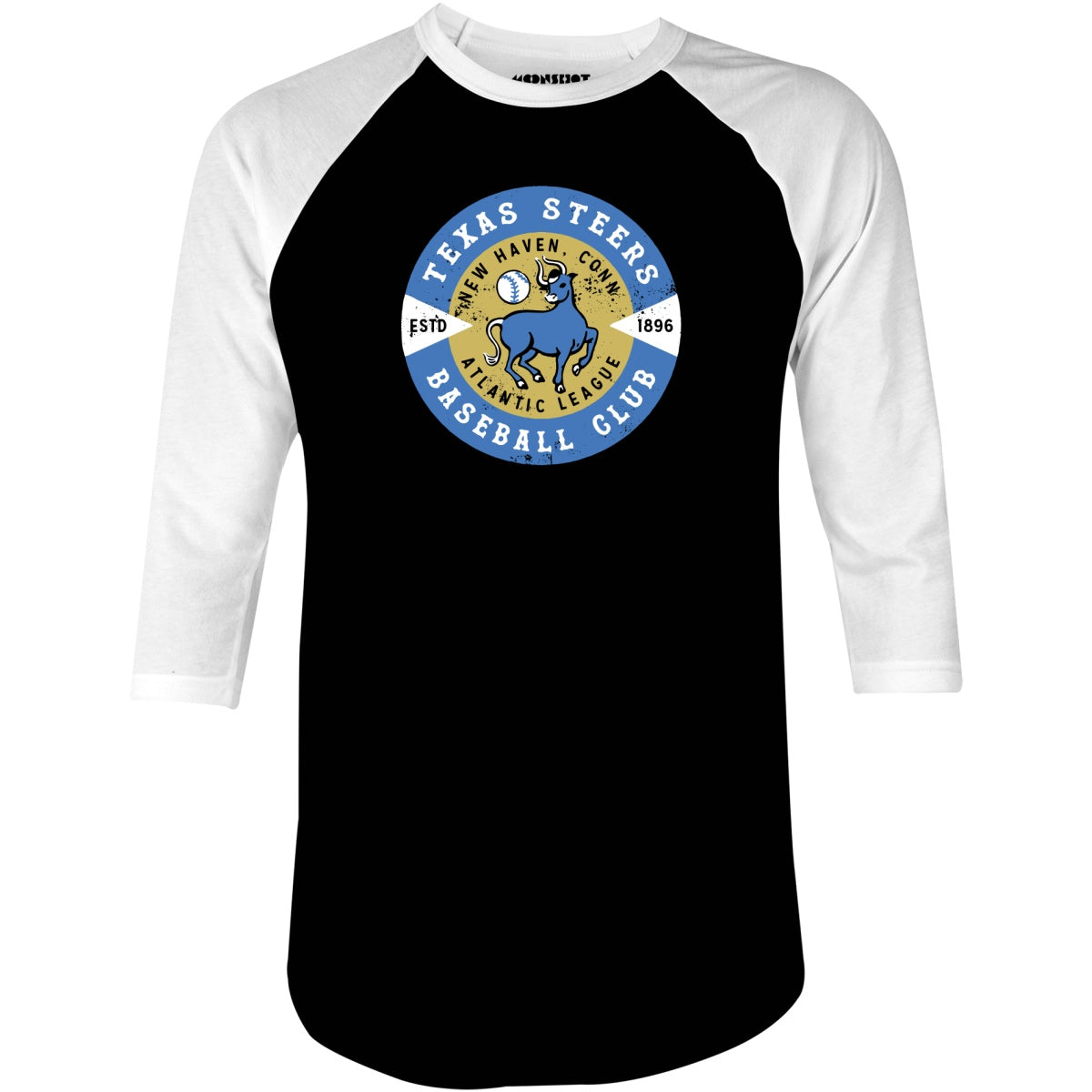 New Haven Texas Steers - Connecticut - Vintage Defunct Baseball Teams - 3/4 Sleeve Raglan T-Shirt