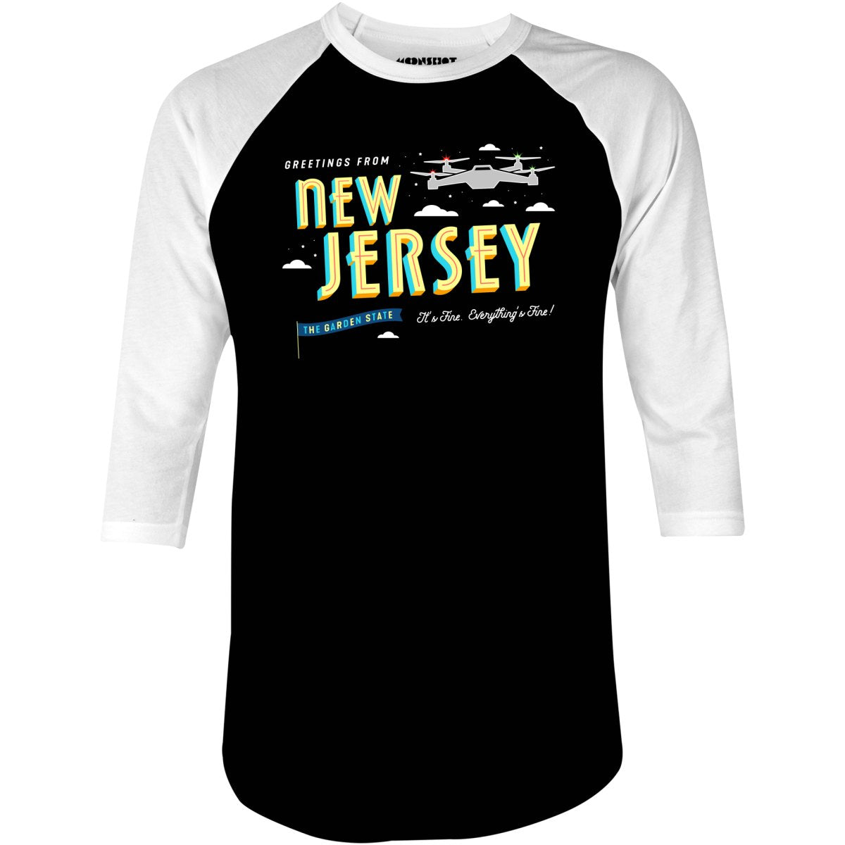 New Jersey Drones - Everything's Fine - 3/4 Sleeve Raglan T-Shirt