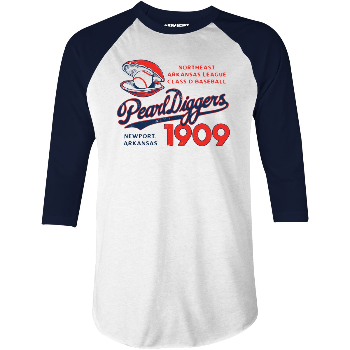 Newport Pearl Diggers - Arkansas - Vintage Defunct Baseball Teams - 3/4 Sleeve Raglan T-Shirt