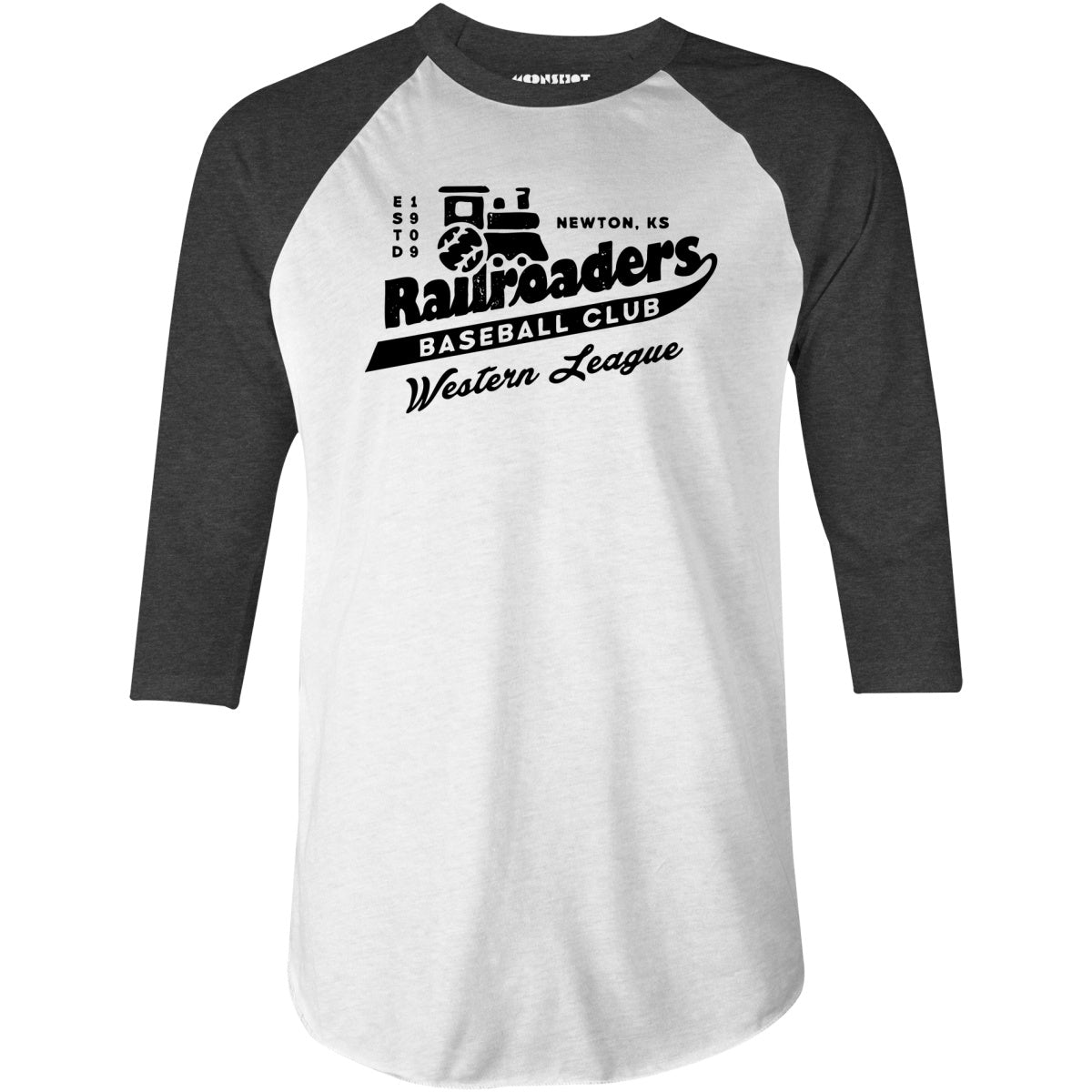Newton Railroaders - Kansas - Vintage Defunct Baseball Teams - 3/4 Sleeve Raglan T-Shirt