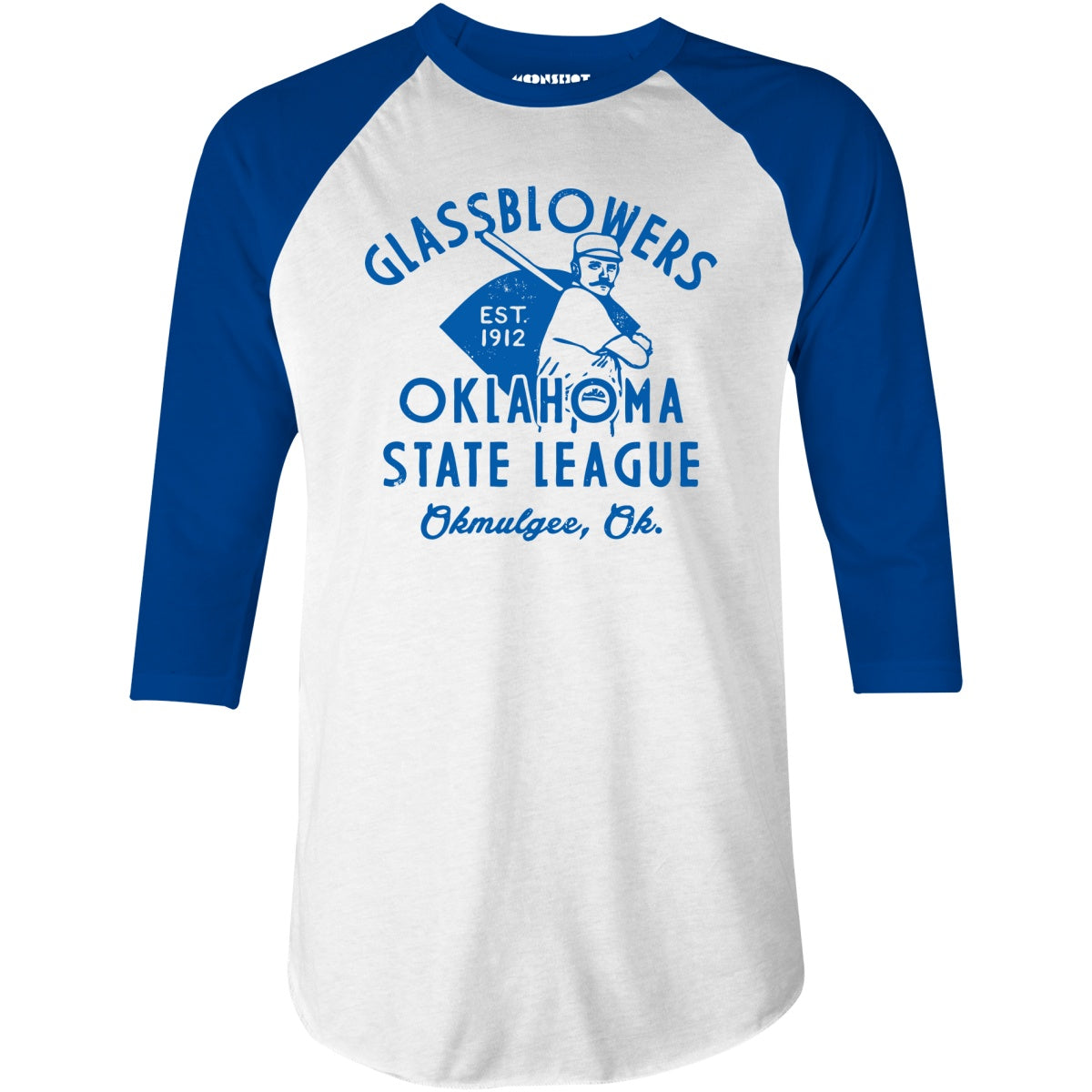 Okmulgee Glassblowers - Oklahoma - Vintage Defunct Baseball Teams - 3/4 Sleeve Raglan T-Shirt