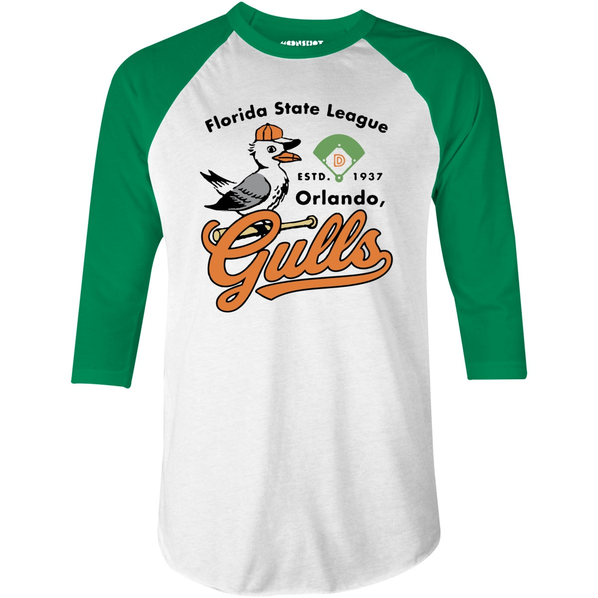 Orlando Gulls - Florida - Vintage Defunct Baseball Teams - 3/4 Sleeve Raglan T-Shirt