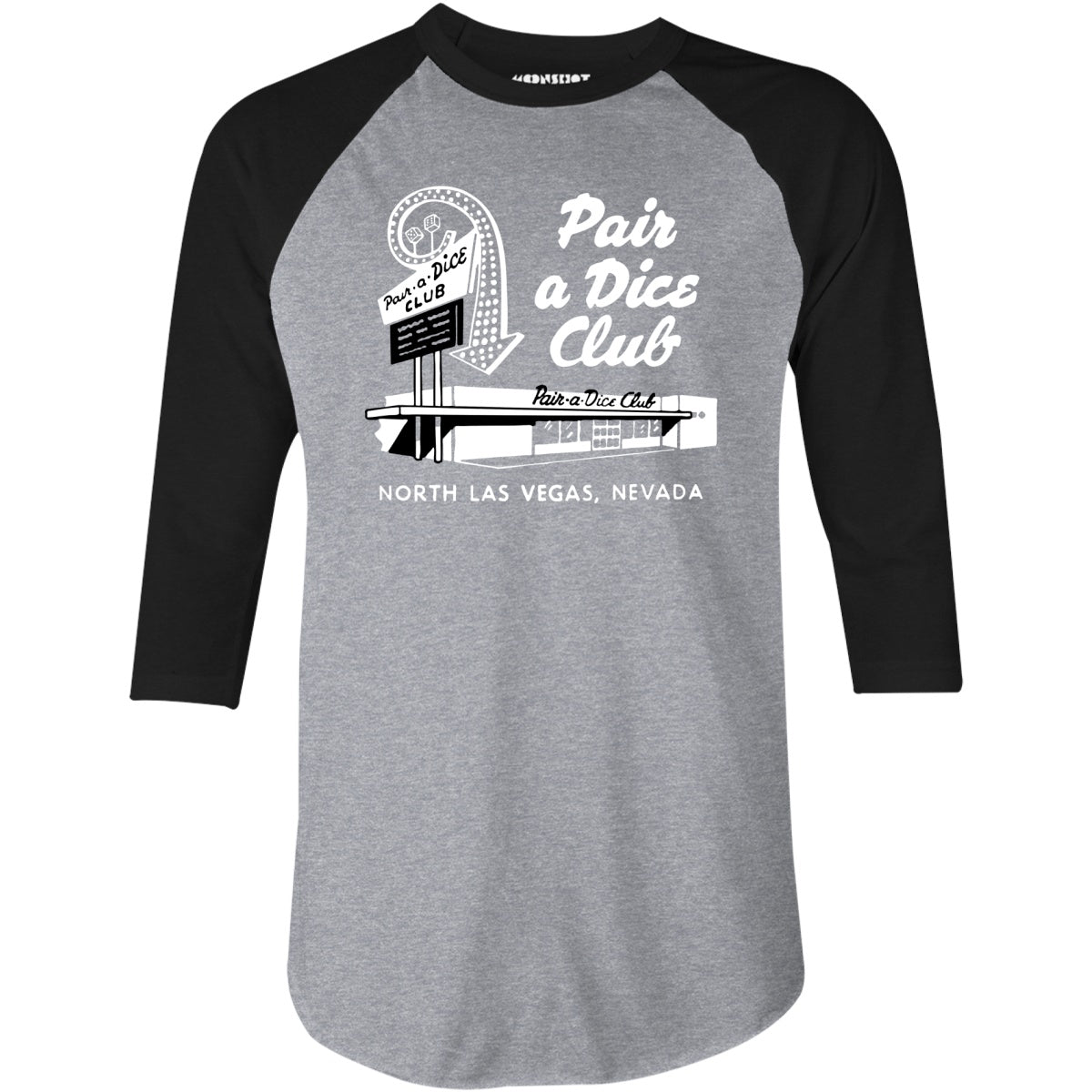 Pair a Dice Club - Vintage Las Vegas - 3/4 Sleeve Raglan T-Shirt