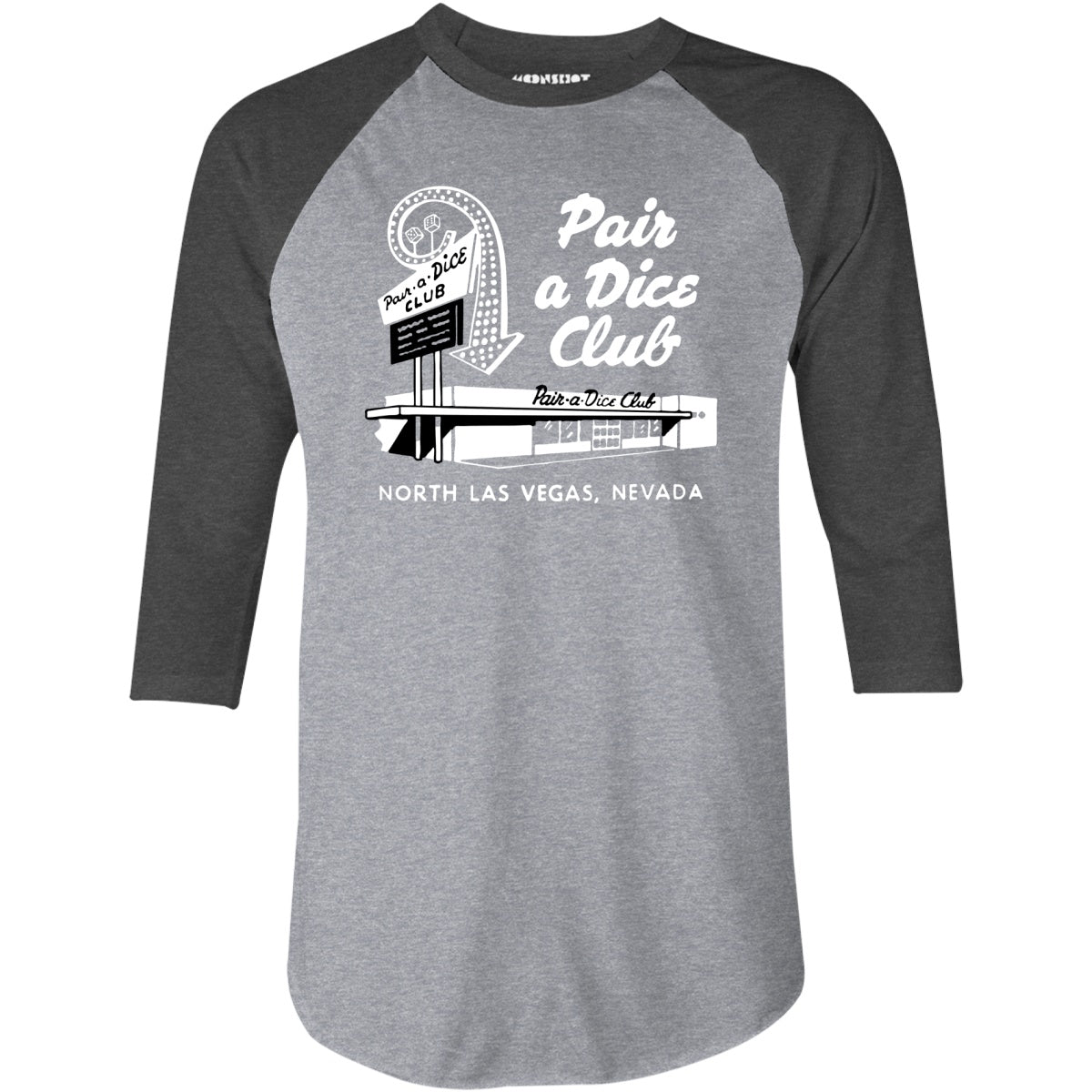Pair a Dice Club - Vintage Las Vegas - 3/4 Sleeve Raglan T-Shirt