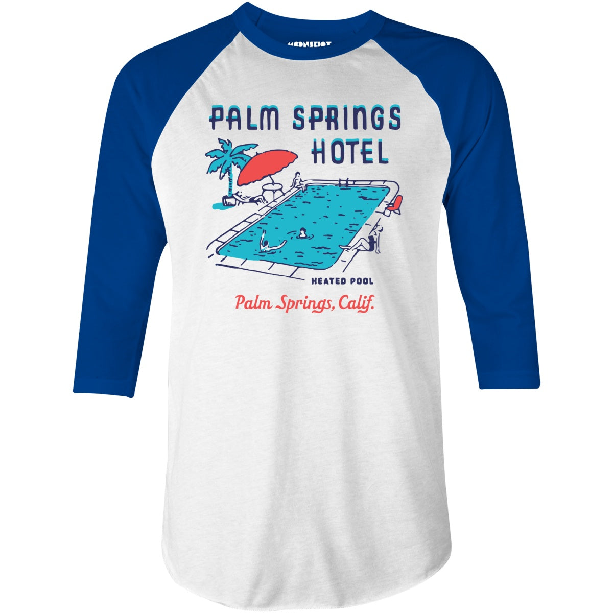 Palm Springs Hotel Pool - Vintage Greater Palm Springs, CA - 3/4 Sleeve Raglan T-Shirt