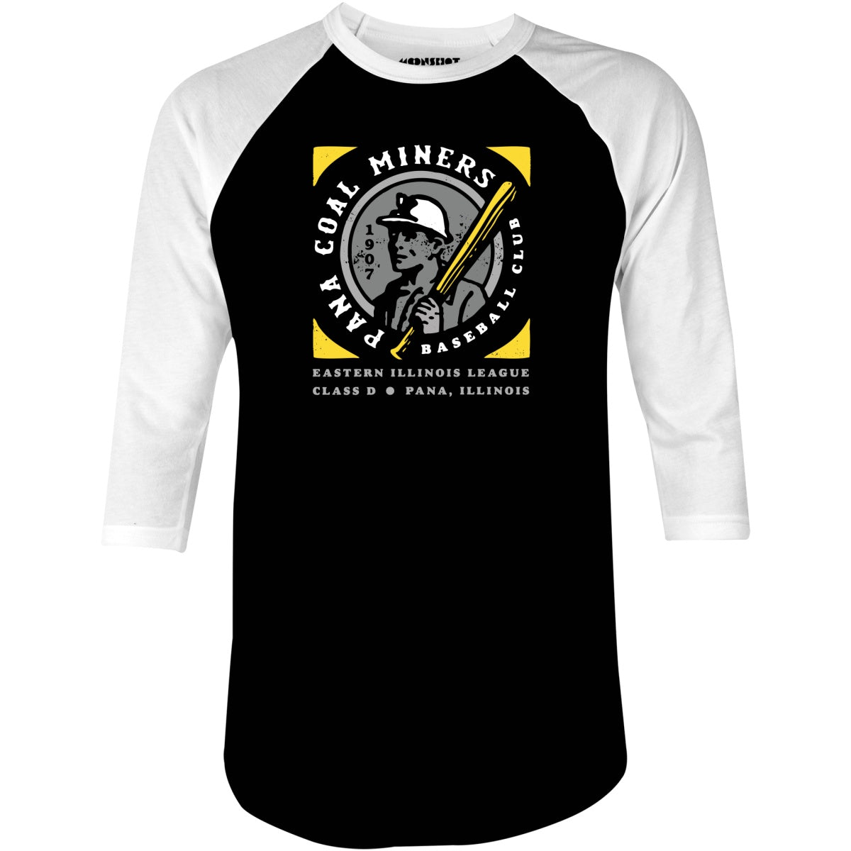 Pana Coal Miners - Illinois - Vintage Defunct Baseball Teams - 3/4 Sleeve Raglan T-Shirt
