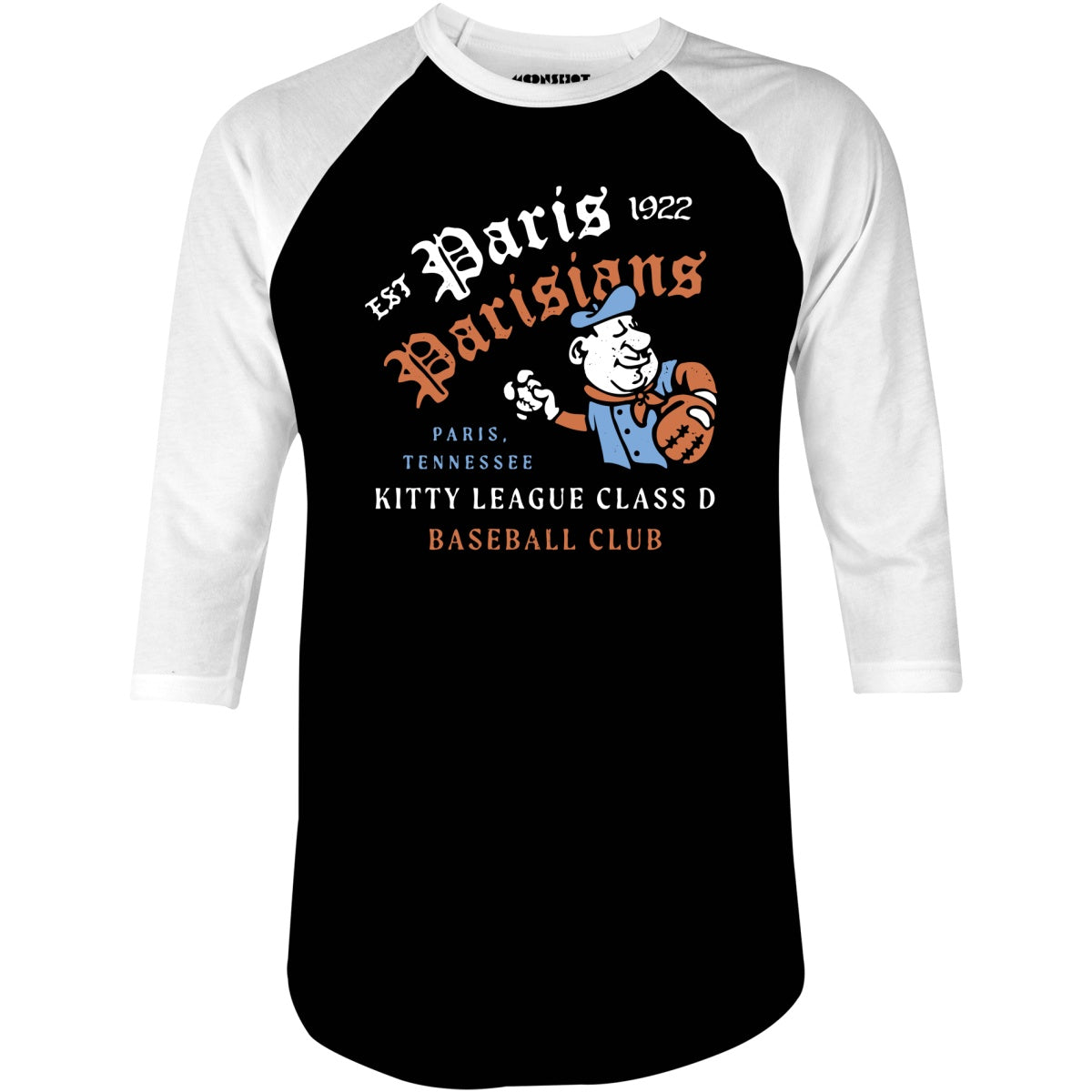 Paris Parisians - Tennessee - Vintage Defunct Baseball Teams - 3/4 Sleeve Raglan T-Shirt