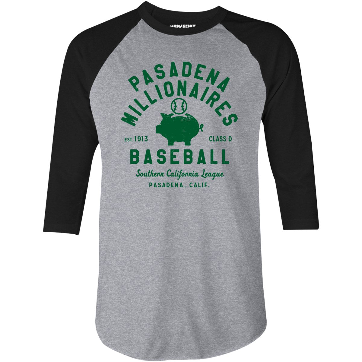 Pasadena Millionaires - California - Vintage Defunct Baseball Teams - 3/4 Sleeve Raglan T-Shirt