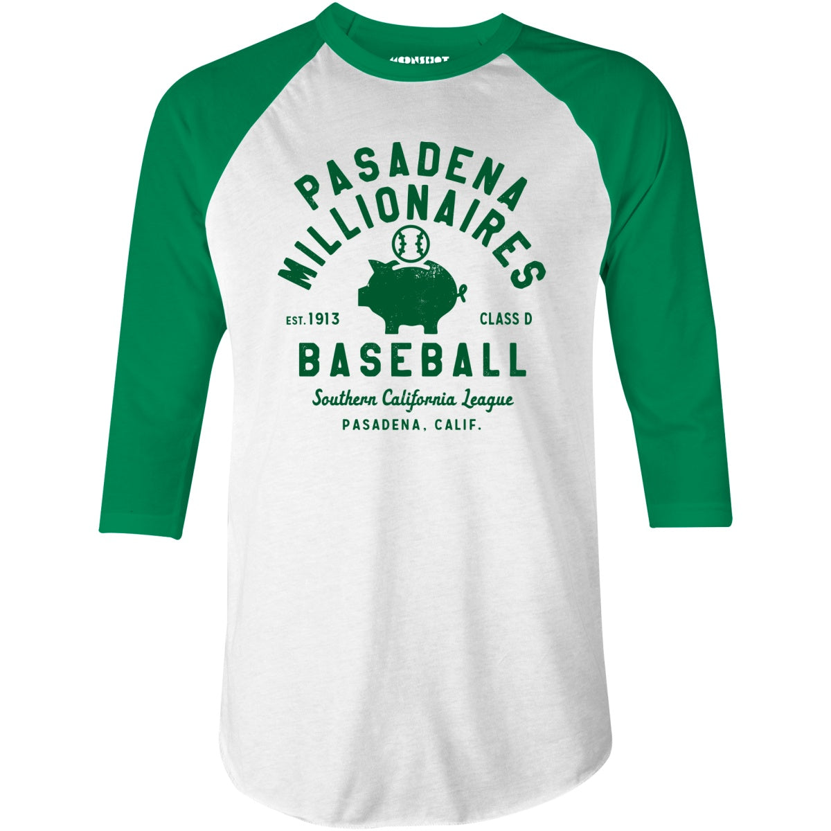 Pasadena Millionaires - California - Vintage Defunct Baseball Teams - 3/4 Sleeve Raglan T-Shirt