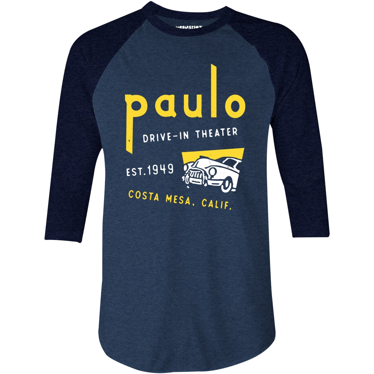 Paulo - Costa Mesa, CA - Vintage Drive-In Movie Theater - 3/4 Sleeve Raglan T-Shirt