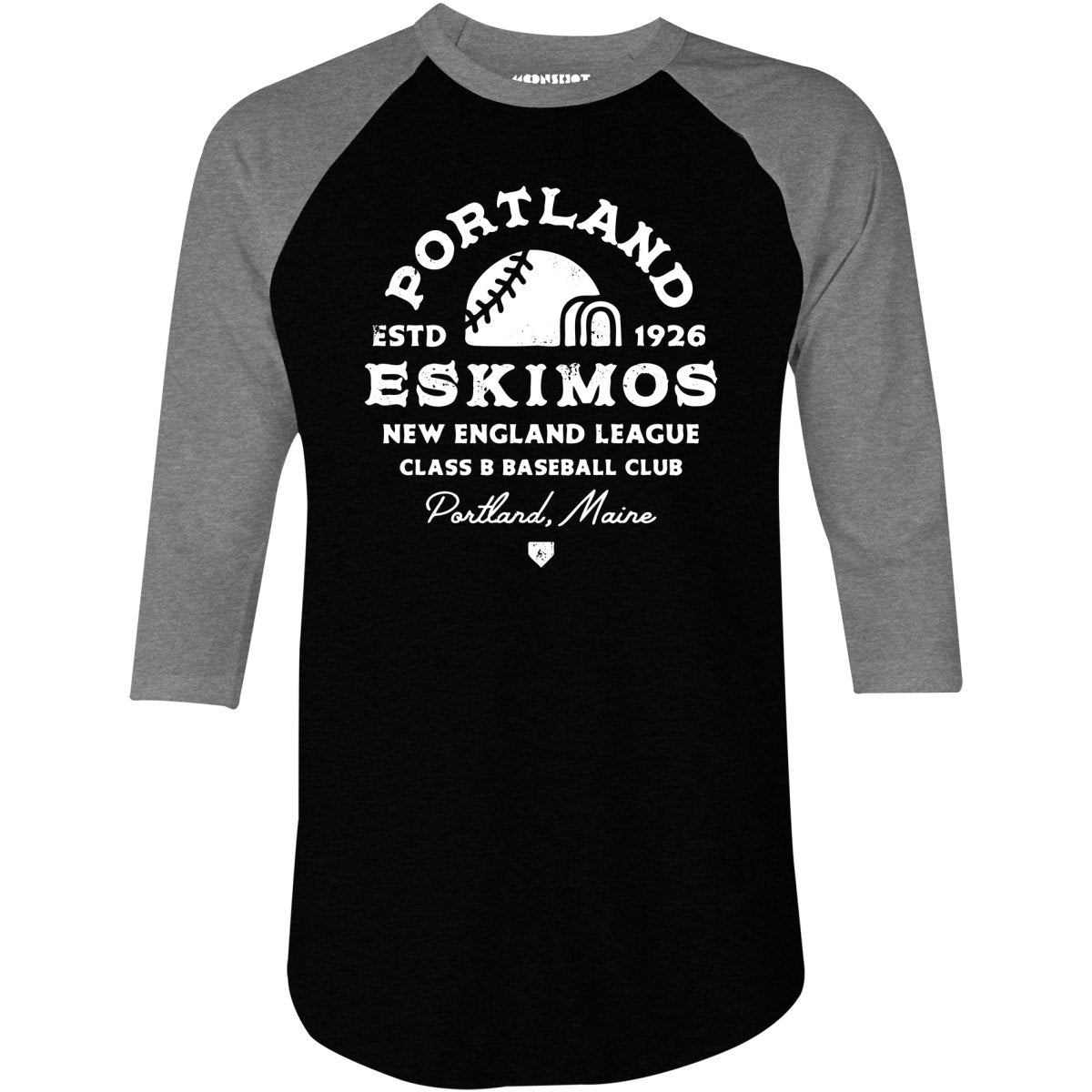 Portland Eskimos - Maine - Vintage Defunct Baseball Teams - 3/4 Sleeve Raglan T-Shirt