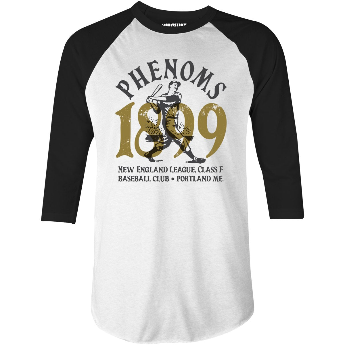 Portland Phenoms - Maine - Vintage Defunct Baseball Teams - 3/4 Sleeve Raglan T-Shirt
