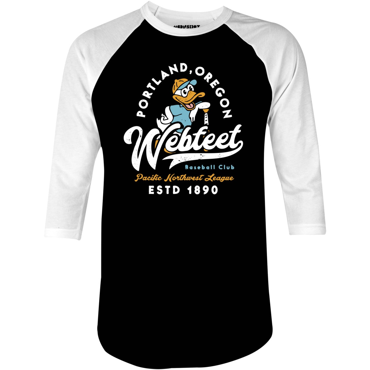 Portland Webfeet - Oregon - Vintage Defunct Baseball Teams - 3/4 Sleeve Raglan T-Shirt