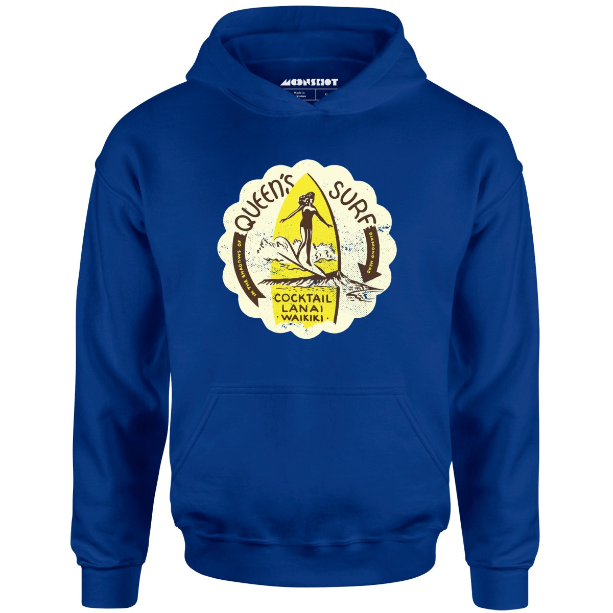 Queen's Surf - Waikiki, HI - Vintage Tiki Bar - Unisex Hoodie