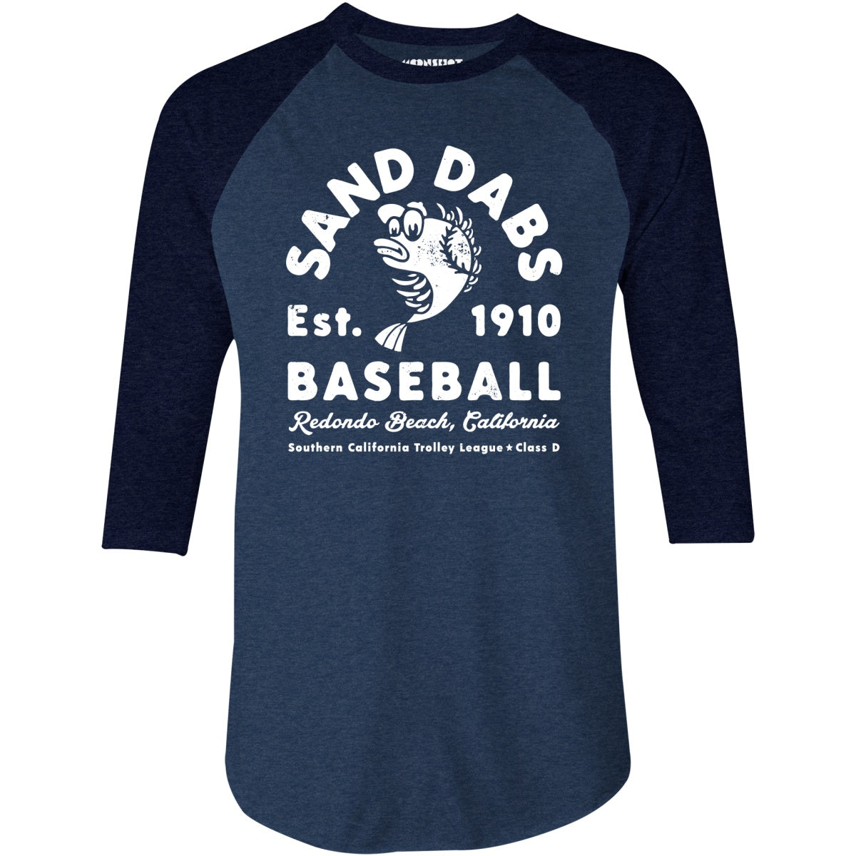Redondo Beach Sand Dabs - California - Vintage Defunct Baseball Teams - 3/4 Sleeve Raglan T-Shirt