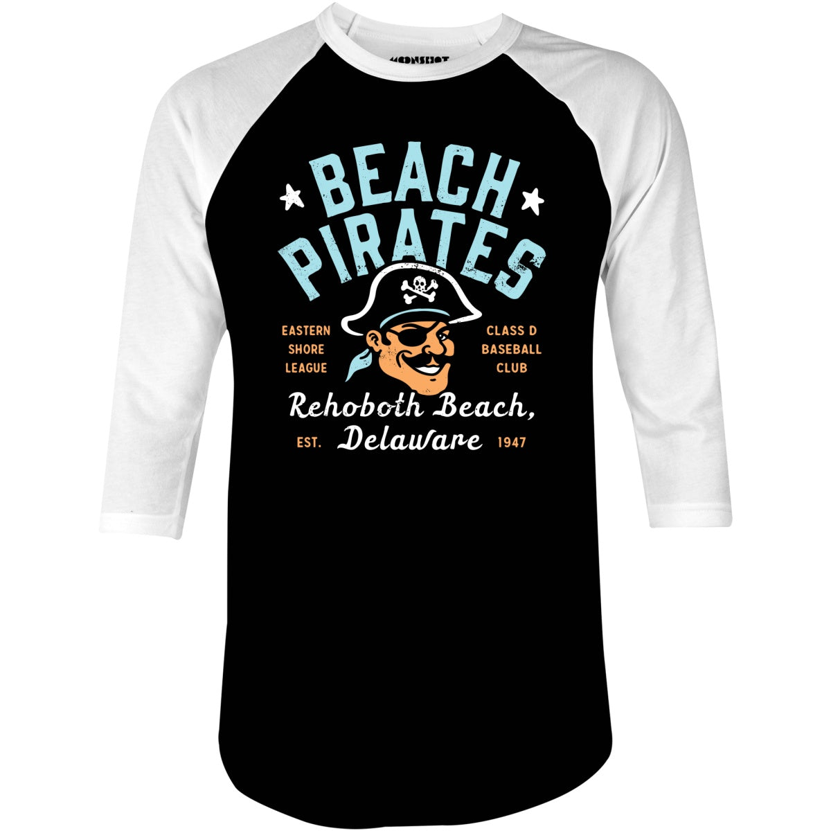 Rehoboth Beach Pirates - Delaware - Vintage Defunct Baseball Teams - 3/4 Sleeve Raglan T-Shirt