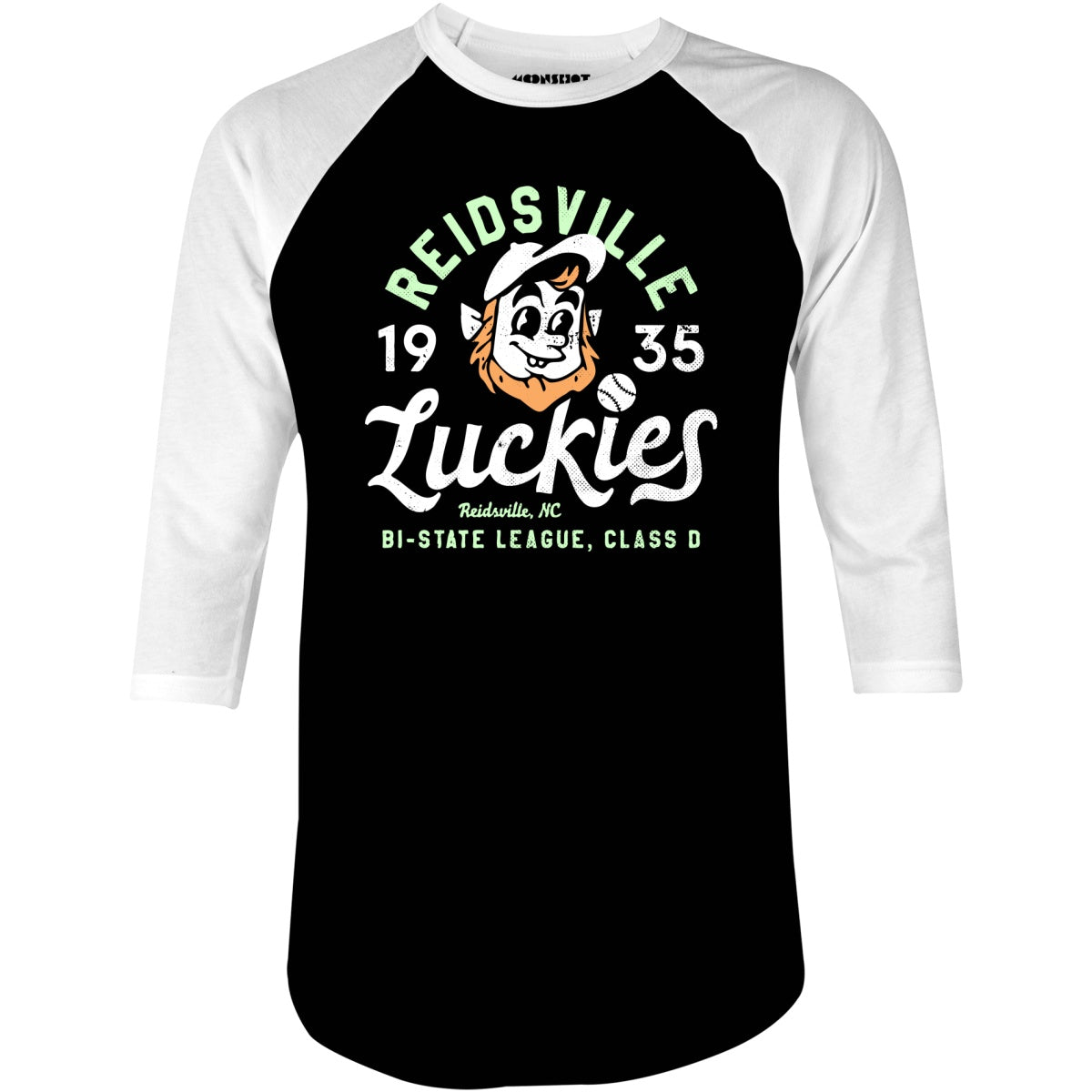Reidsville Luckies - North Carolina - Vintage Defunct Baseball Teams - 3/4 Sleeve Raglan T-Shirt