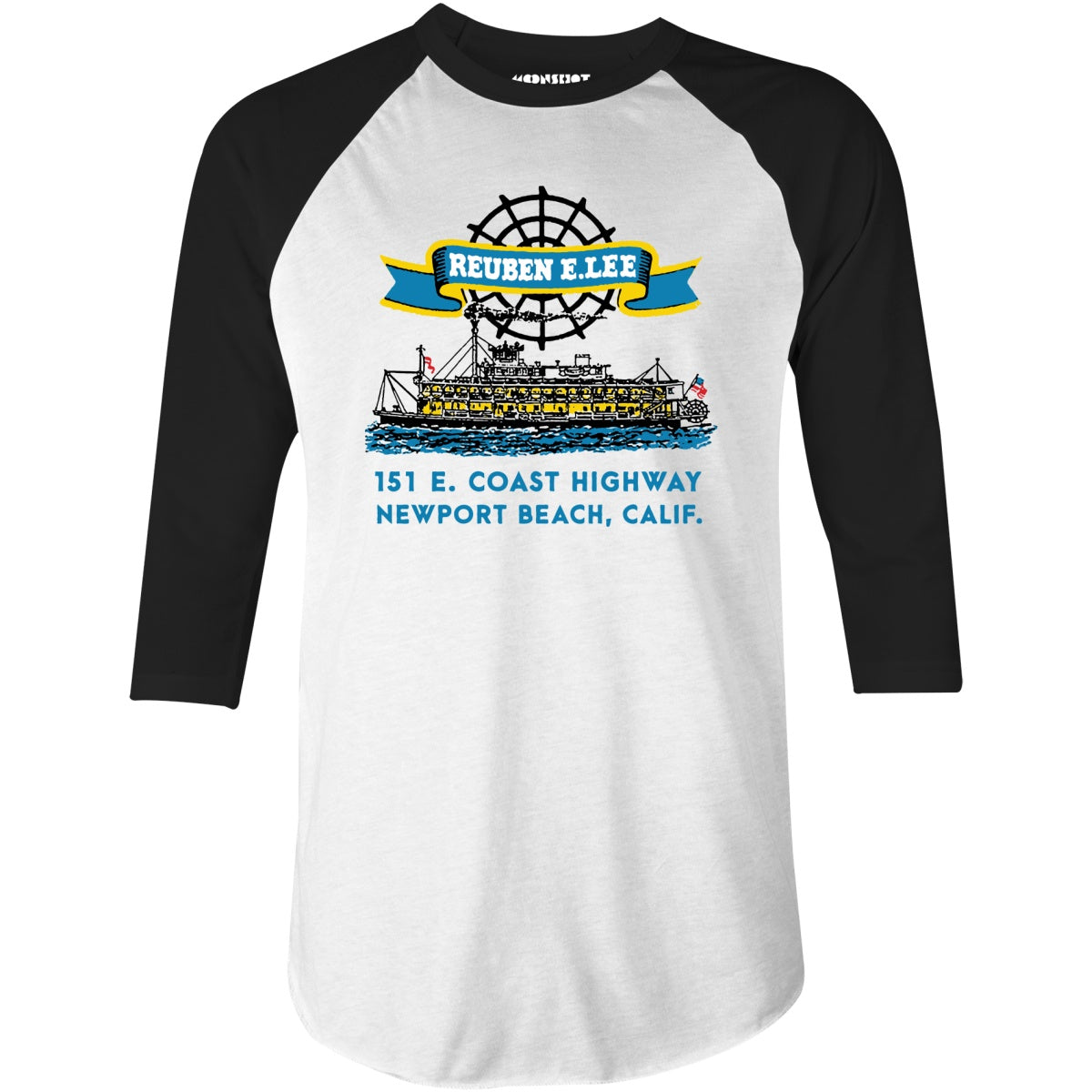 Reuben E. Lee - Newport Beach, CA - Vintage Restaurant - 3/4 Sleeve Raglan T-Shirt
