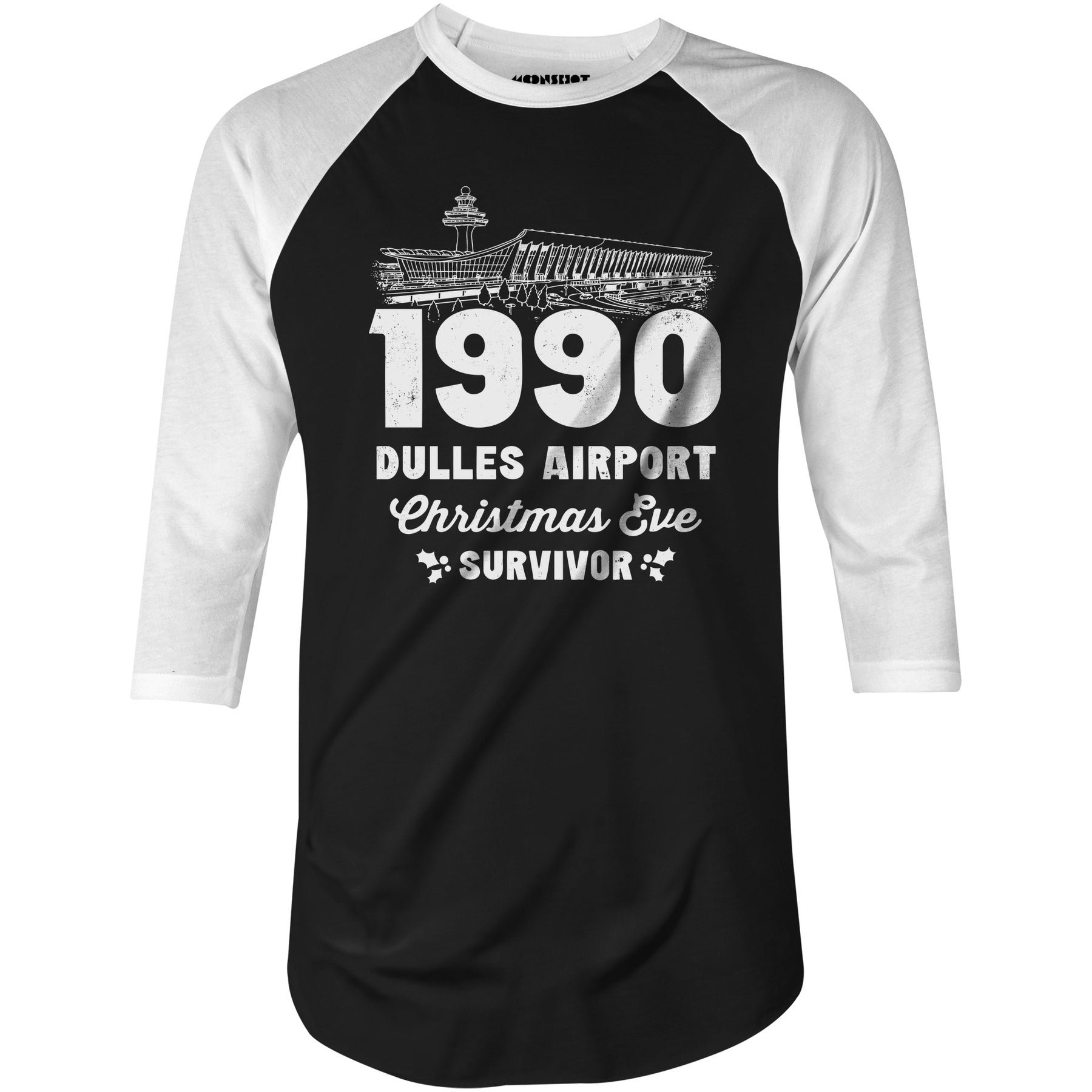 1990 Dulles Airport Christmas Eve Survivor - 3/4 Sleeve Raglan T-Shirt