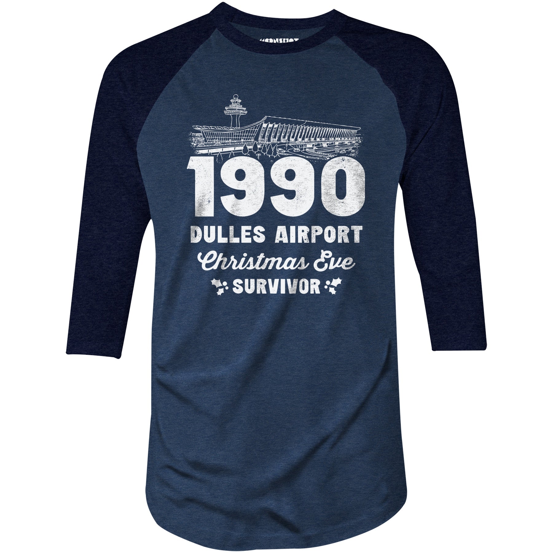 1990 Dulles Airport Christmas Eve Survivor - 3/4 Sleeve Raglan T-Shirt
