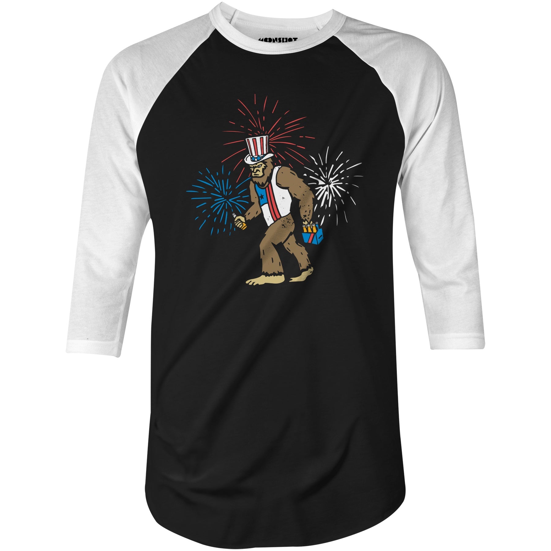 4th of July Bigfoot - 3/4 Sleeve Raglan T-Shirt