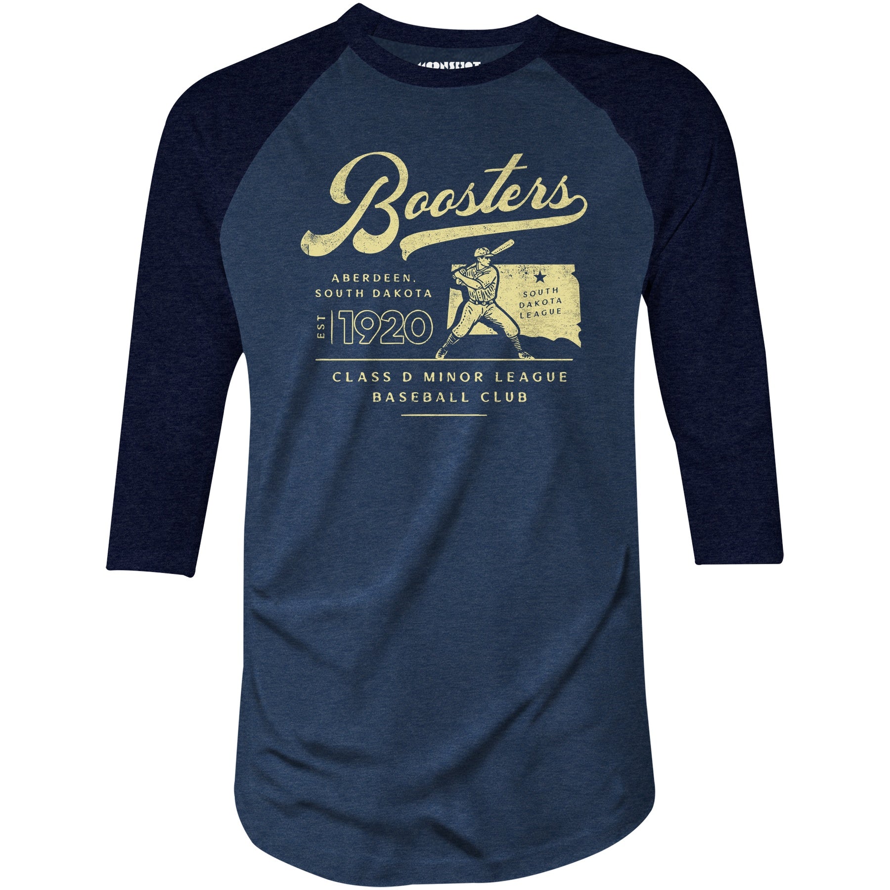 Aberdeen Boosters - South Dakota - Vintage Defunct Baseball Teams - 3/4 Sleeve Raglan T-Shirt