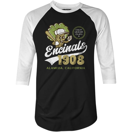 Alameda Encinals - California - Vintage Defunct Baseball Teams - 3/4 Sleeve Raglan T-Shirt