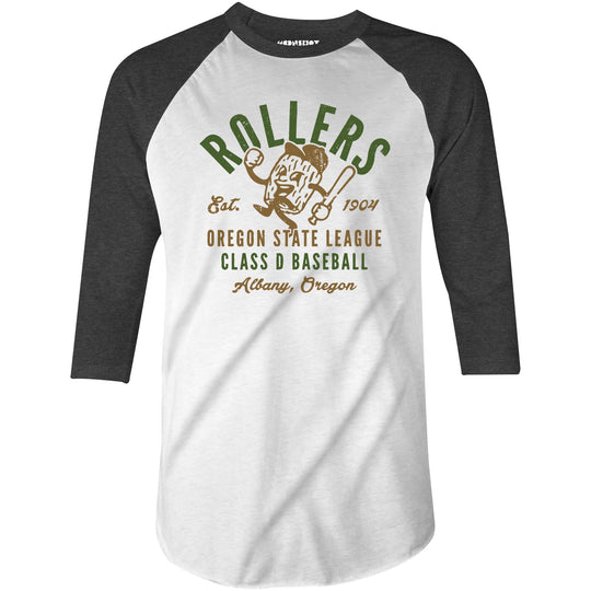 Albany Rollers - Oregon - Vintage Defunct Baseball Teams - 3/4 Sleeve Raglan T-Shirt