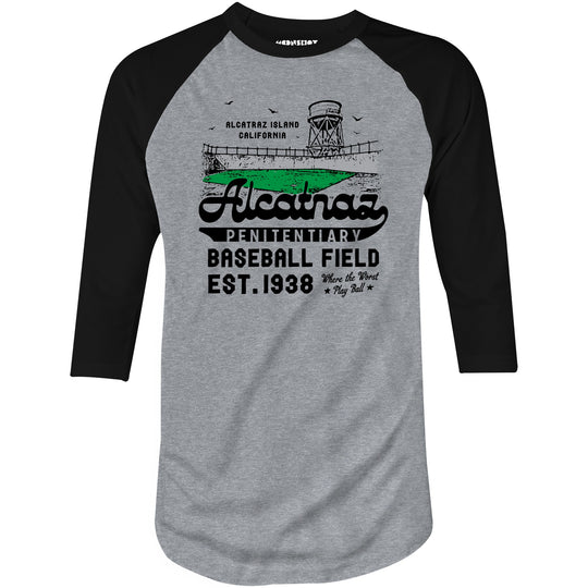 Alcatraz Penitentiary Baseball Field - 3/4 Sleeve Raglan T-Shirt