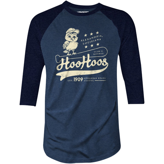 Alexandria Hoo Hoos - Louisiana - Vintage Defunct Baseball Teams - 3/4 Sleeve Raglan T-Shirt