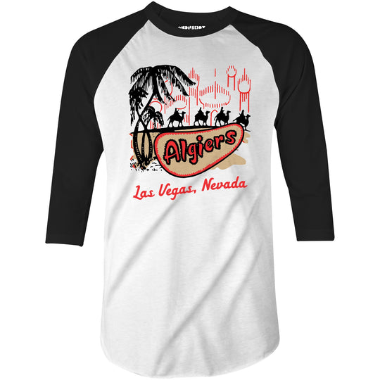 Algiers Hotel v2 - Vintage Las Vegas - 3/4 Sleeve Raglan T-Shirt