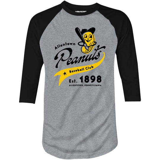 Allentown Peanuts - Pennsylvania - Vintage Defunct Baseball Teams - 3/4 Sleeve Raglan T-Shirt
