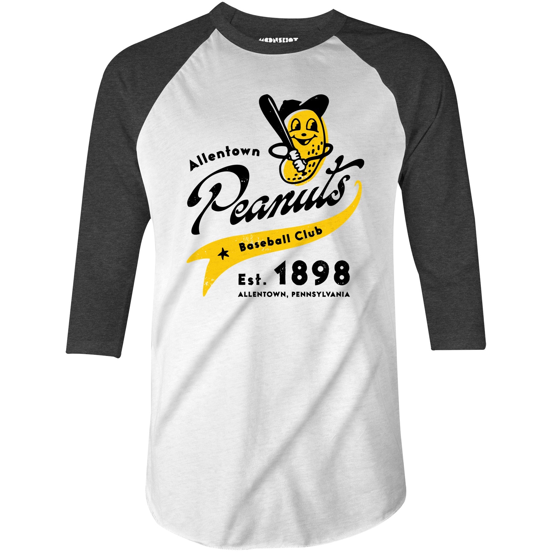 Allentown Peanuts - Pennsylvania - Vintage Defunct Baseball Teams - 3/4 Sleeve Raglan T-Shirt