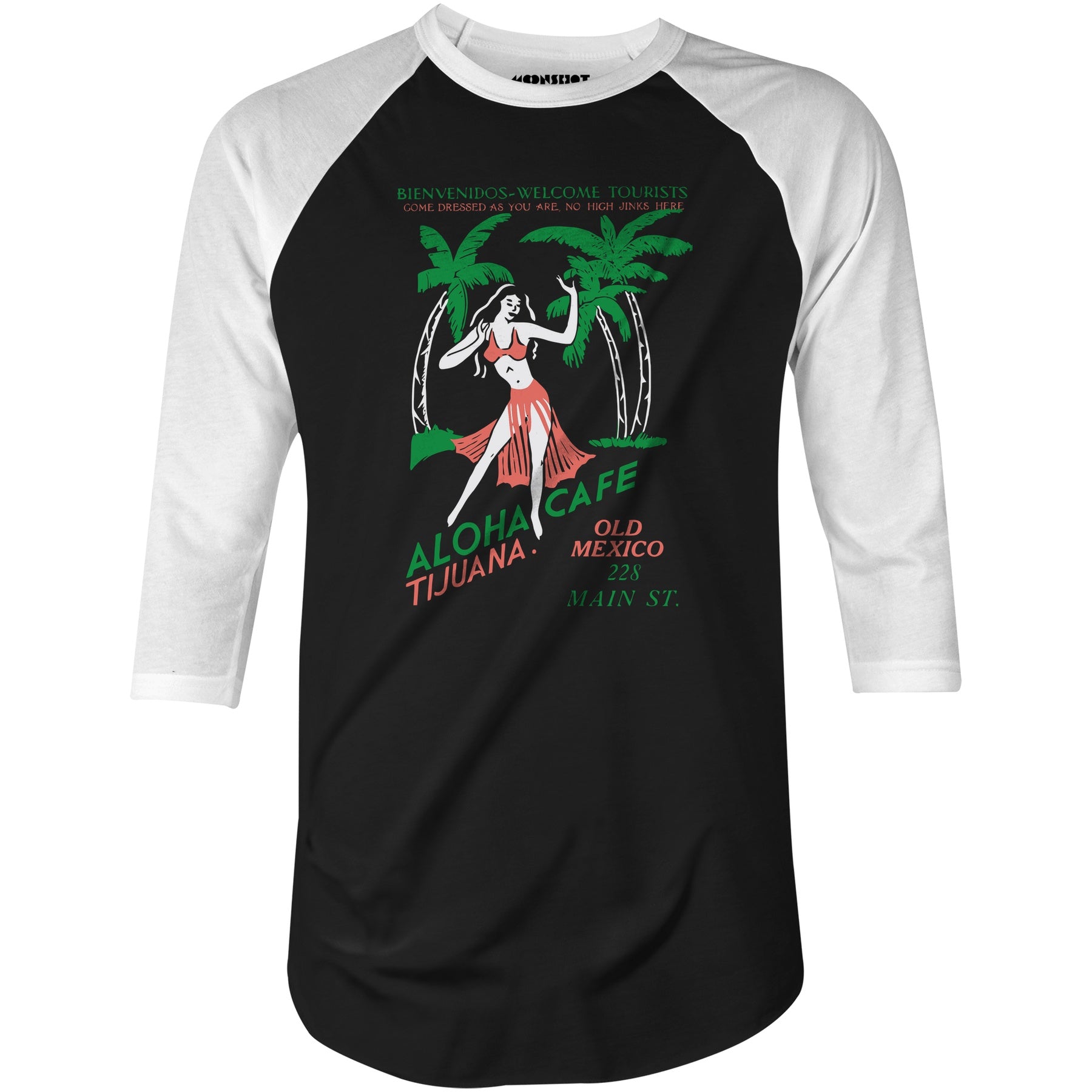 Aloha Cafe - Tijuana, Mexico - Vintage Tiki Bar - 3/4 Sleeve Raglan T-Shirt