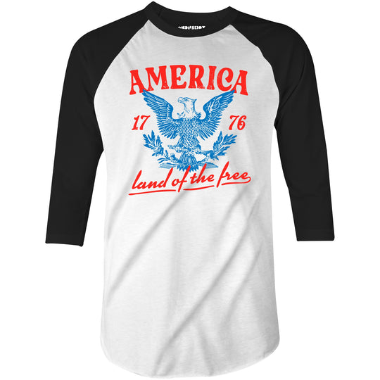 America Land of The Free - 3/4 Sleeve Raglan T-Shirt