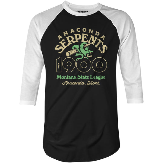 Anaconda Serpents - Montana - Vintage Defunct Baseball Teams - 3/4 Sleeve Raglan T-Shirt