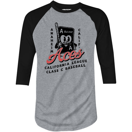 Anaheim Aces - California - Vintage Defunct Baseball Teams - 3/4 Sleeve Raglan T-Shirt