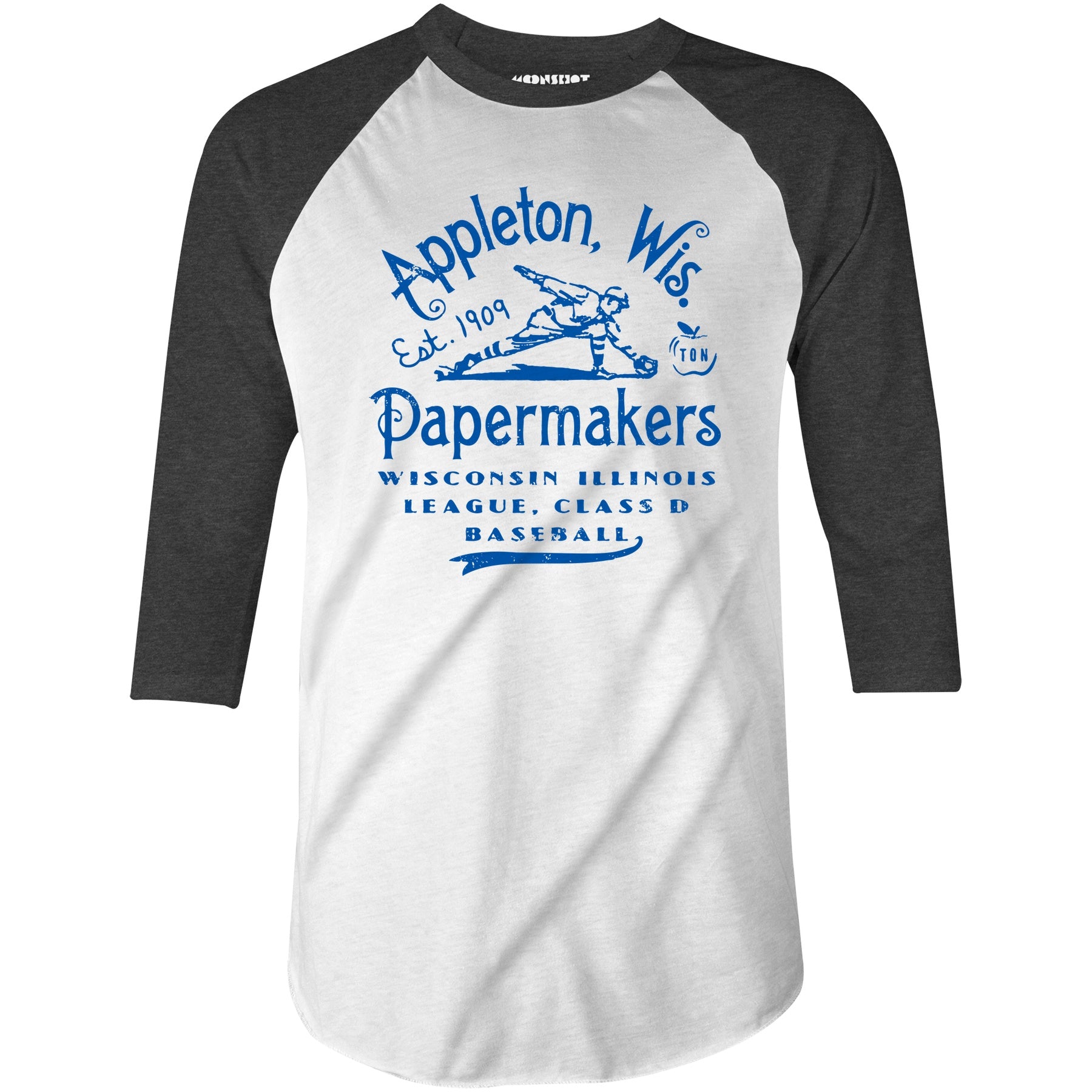 Appleton Papermakers - Wisconsin - Vintage Defunct Baseball Teams - 3/4 Sleeve Raglan T-Shirt