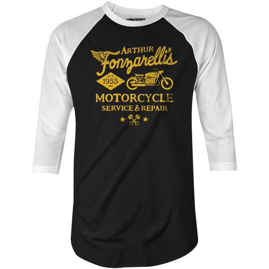 Arthur Fonzarelli's Motorcycle Service & Repair - 3/4 Sleeve Raglan T-Shirt