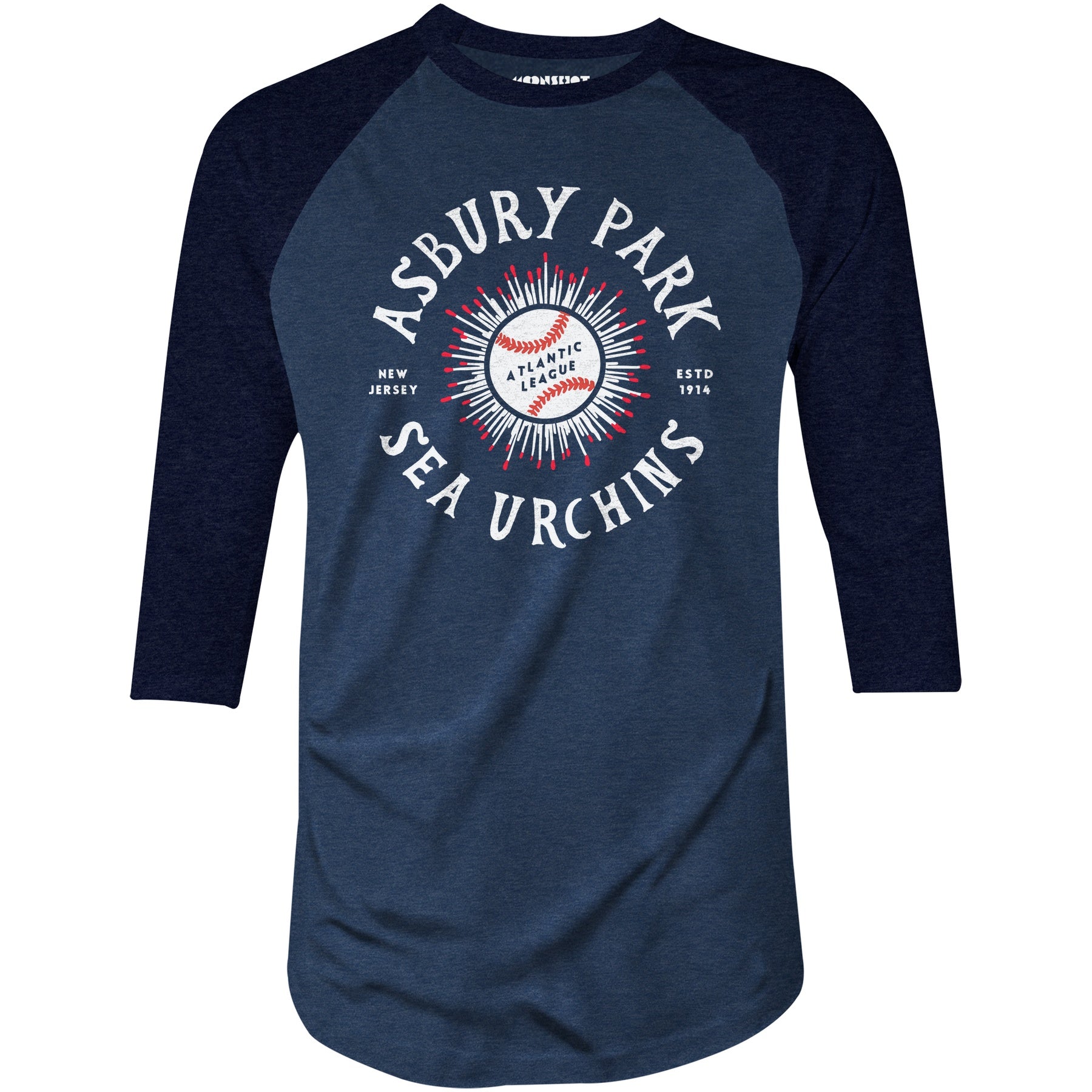 Asbury Park Sea Urchins - New Jersey - Vintage Defunct Baseball Teams - 3/4 Sleeve Raglan T-Shirt