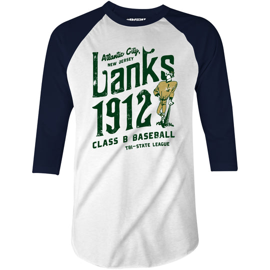 Atlantic City Lanks - New Jersey - Vintage Defunct Baseball Teams - 3/4 Sleeve Raglan T-Shirt