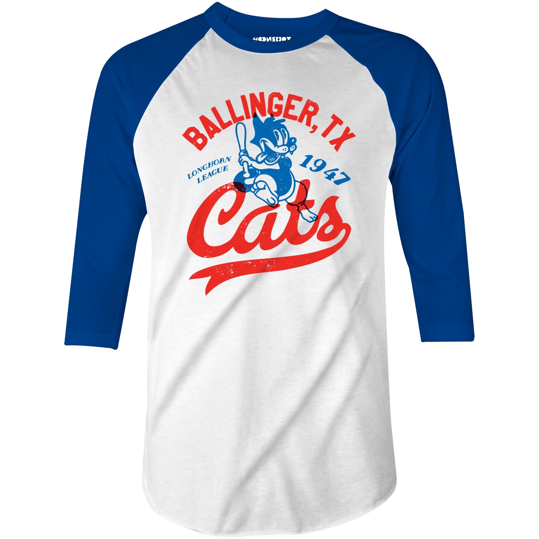 Ballinger Cats - Texas - Vintage Defunct Baseball Teams - 3/4 Sleeve Raglan T-Shirt