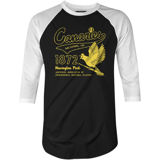 Baltimore Canaries - Maryland - Vintage Defunct Baseball Teams - 3/4 Sleeve Raglan T-Shirt