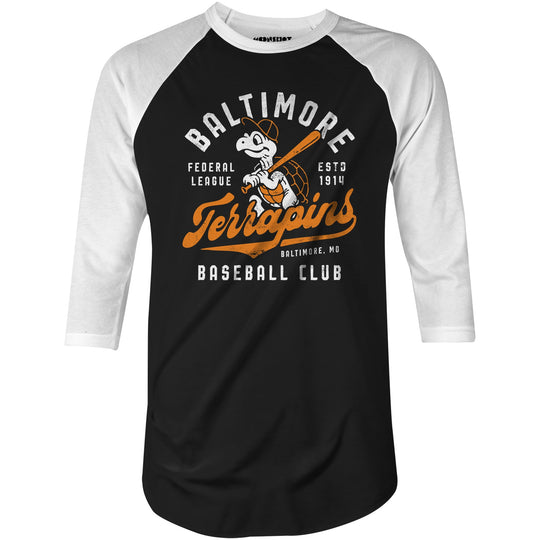Baltimore Terrapins - Maryland - Vintage Defunct Baseball Teams - 3/4 Sleeve Raglan T-Shirt