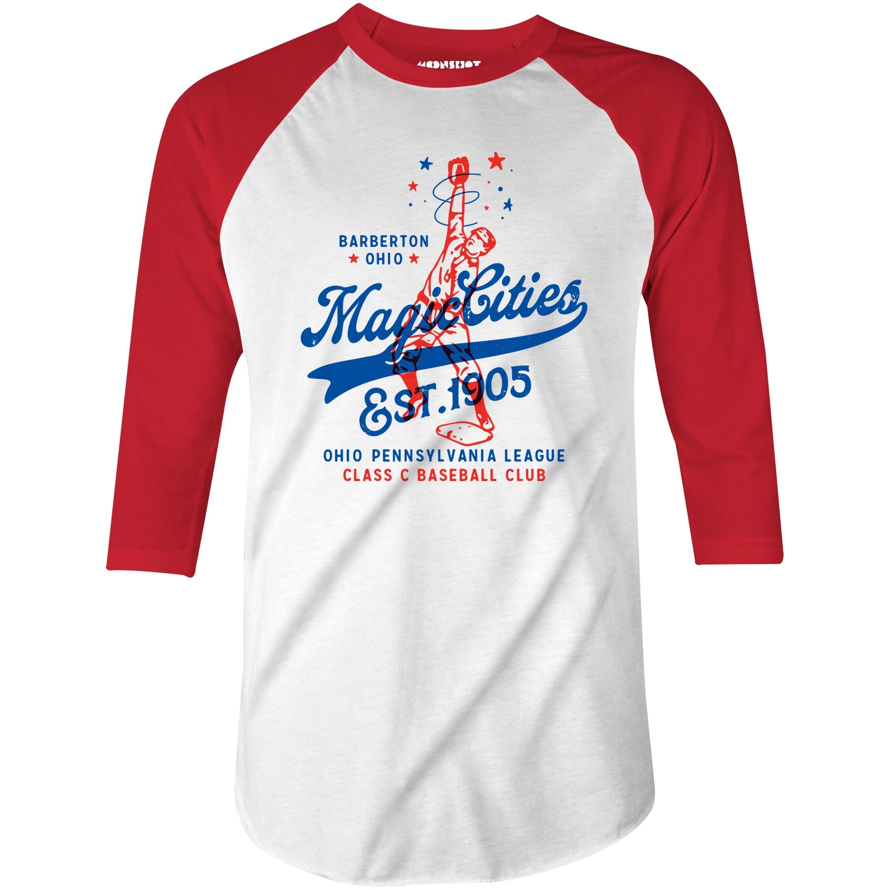 Barberton Magic Cities - Ohio - Vintage Defunct Baseball Teams - 3/4 Sleeve Raglan T-Shirt