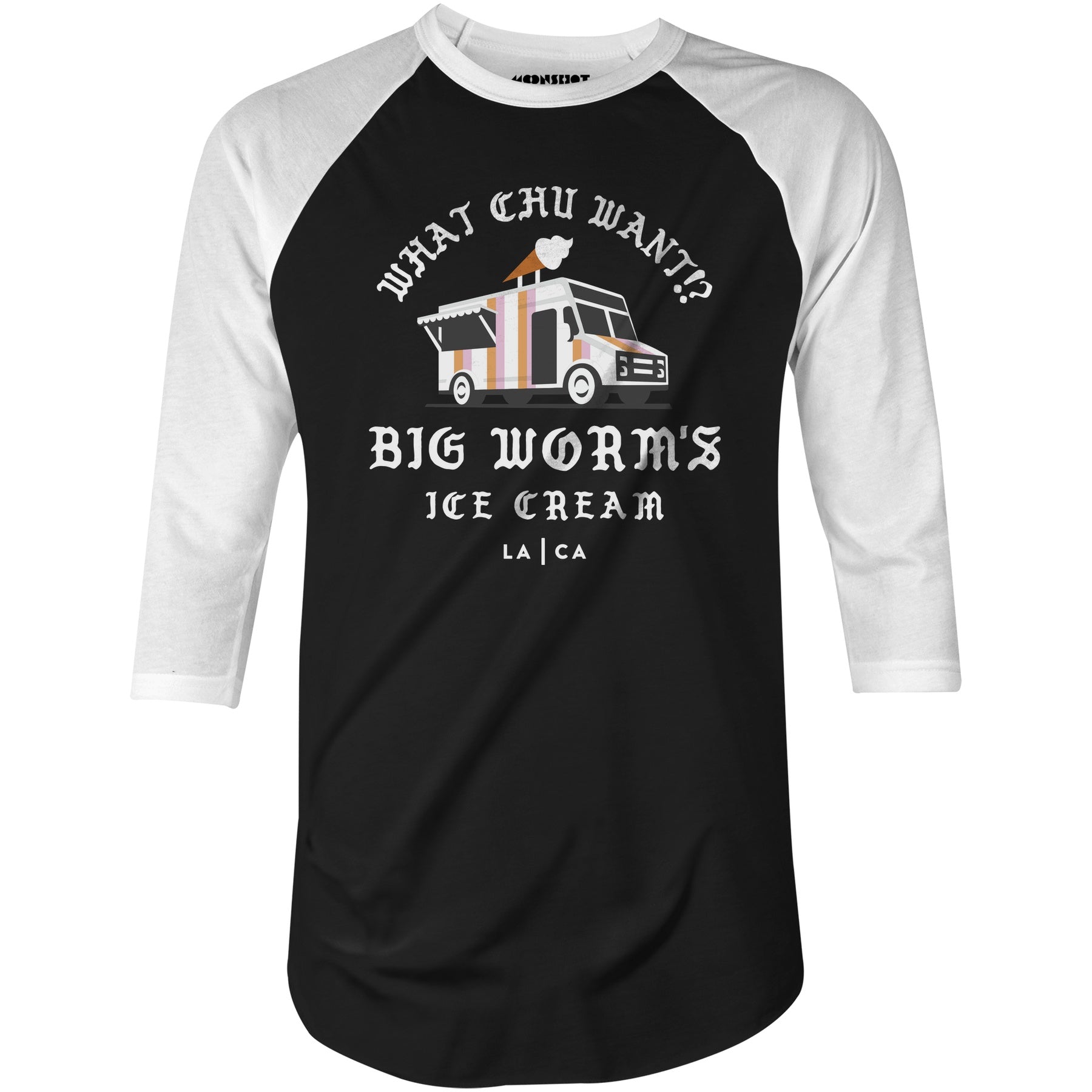 Big Worm's Ice Cream - 3/4 Sleeve Raglan T-Shirt