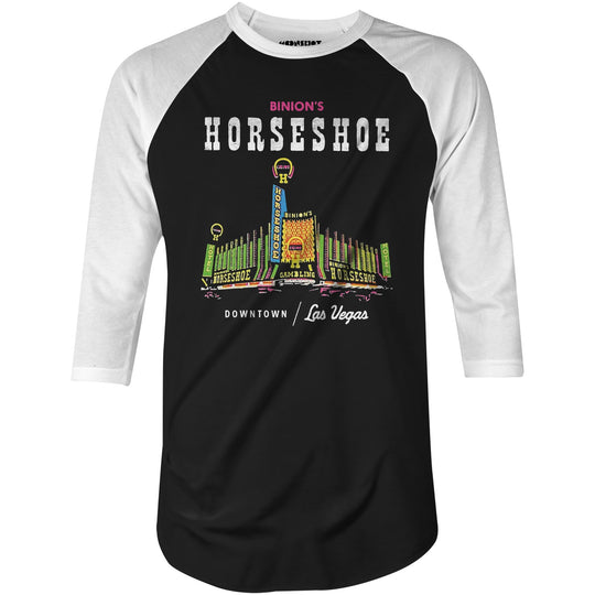 Binion's Horseshoe - Vintage Las Vegas - 3/4 Sleeve Raglan T-Shirt