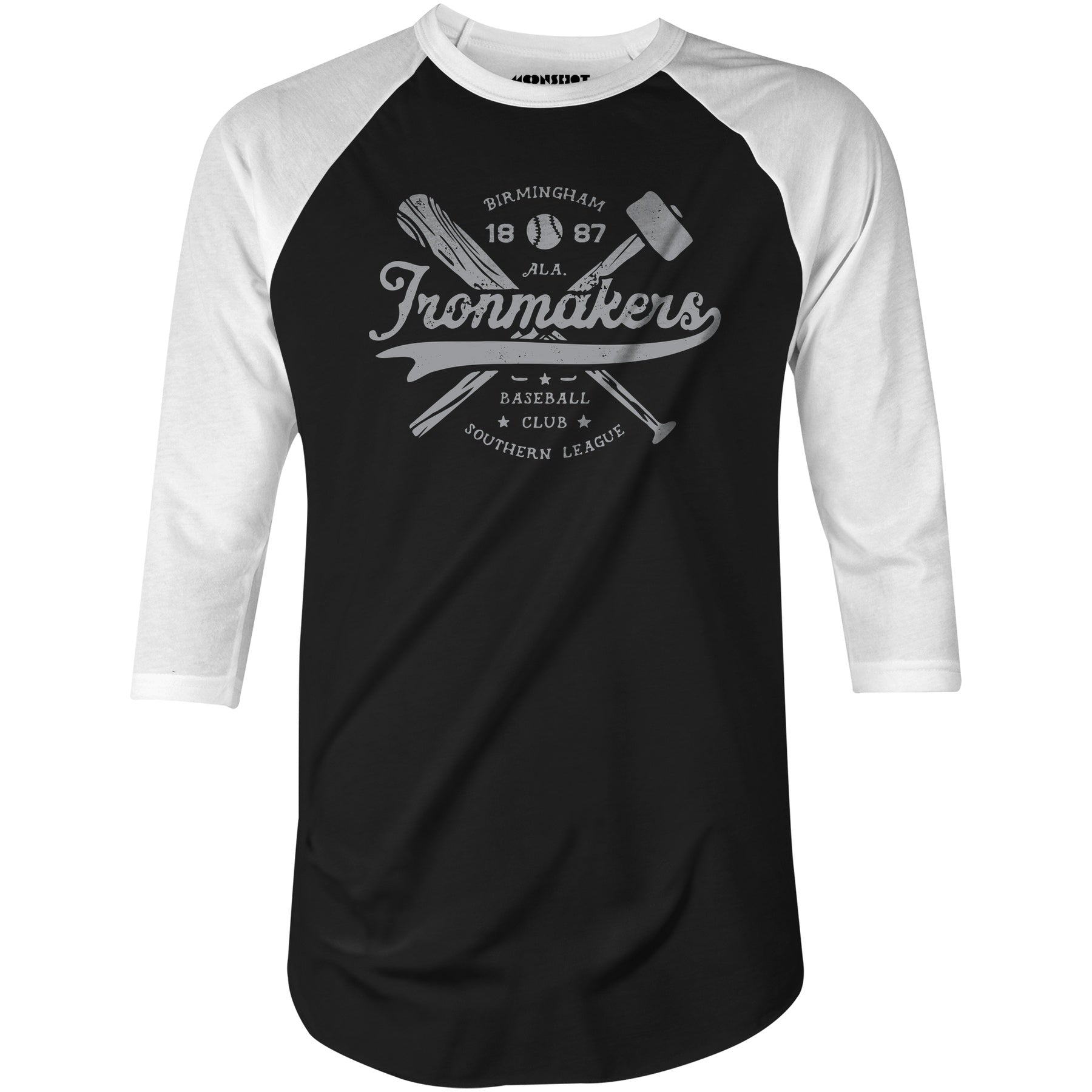 Birmingham Ironmakers - Alabama - Vintage Defunct Baseball Teams - 3/4 Sleeve Raglan T-Shirt