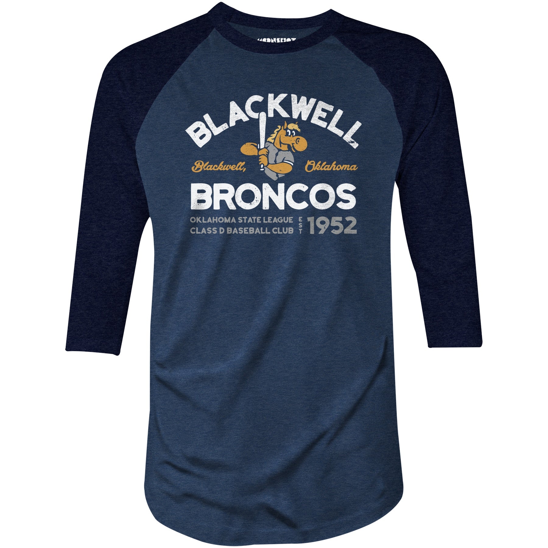 Blackwell Broncos - Oklahoma - Vintage Defunct Baseball Teams - 3/4 Sleeve Raglan T-Shirt