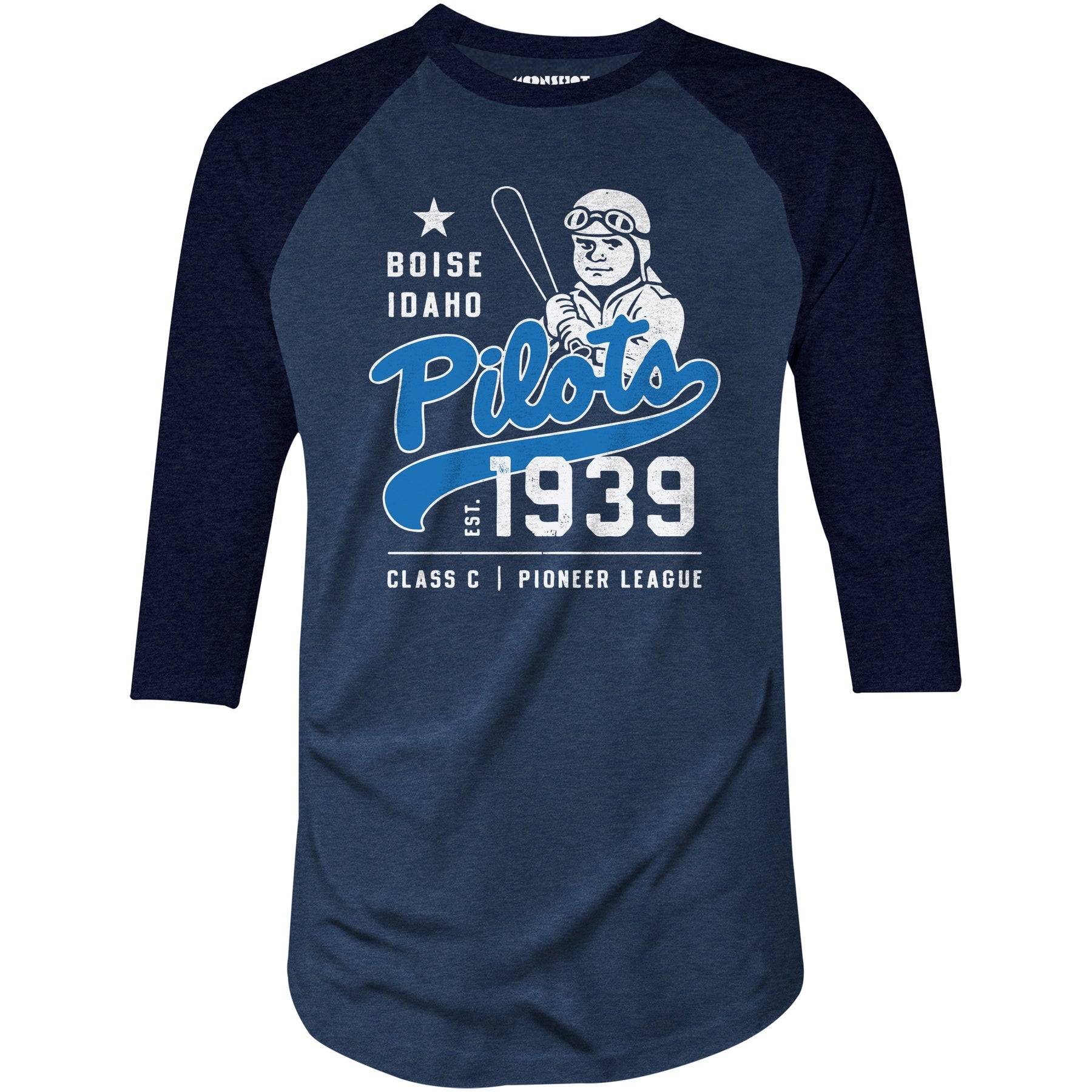 Boise Pilots - Idaho - Vintage Defunct Baseball Teams - 3/4 Sleeve Raglan T-Shirt